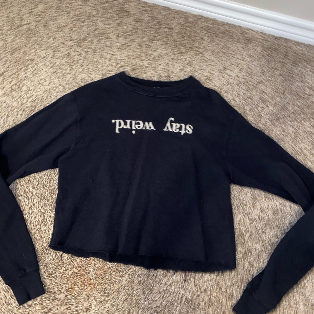 Stay weird brandy crop sweater